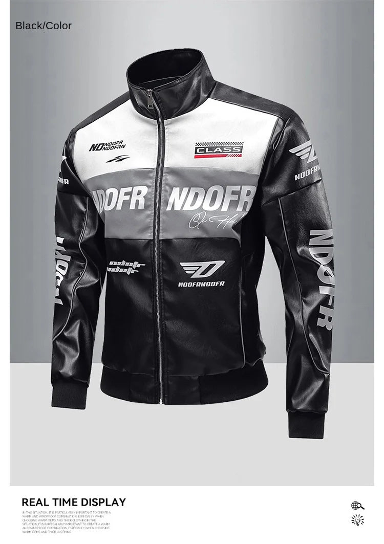 Multi-Pocket Moto PU Work Jacket